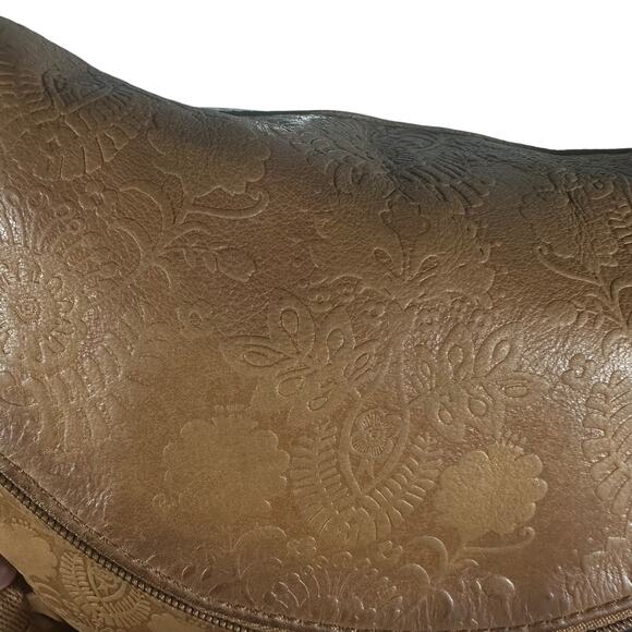 The Sak Embossed Leather Brown Boho Crossbody Bag - Picture 10 of 14